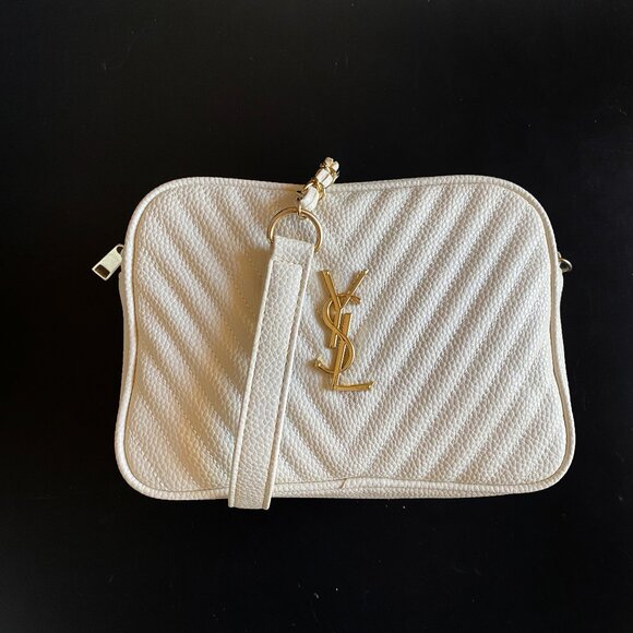 Saint Laurent Mini Lou Camera Grain De Poudre Matelasse Ivory Shoulder Bag - Picture 1 of 16